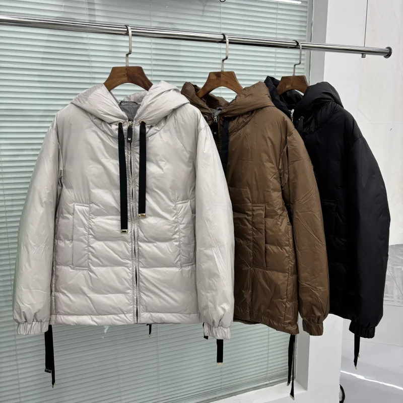 2026 المرأة 90% الأبيض بطة أسفل سترة عادية فضفاض كبير الحجم الخريف الشتاء أبلى مع غطاء محرك السيارة معطف منتفخ عالي الجودة #1