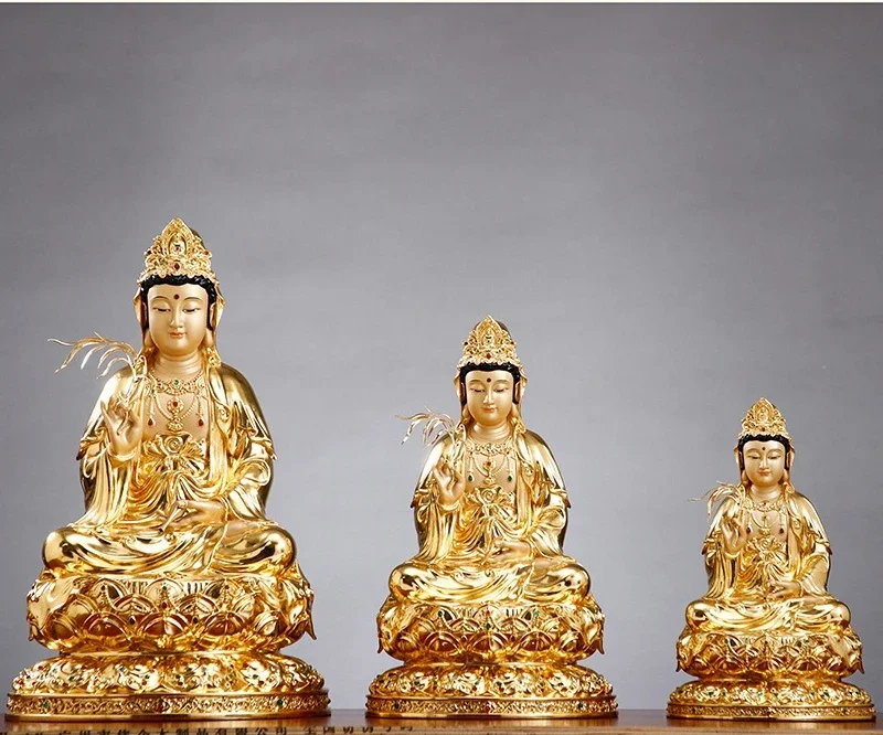 a8 pure copper gold Bodhisattva Buddha statue is dedicated to Great Mercy and Compassion statue Saha Three Sages ornament