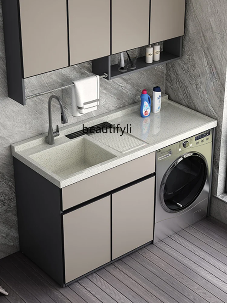 Balcony Honeycomb Aluminum Wash Wardrobe 18mm Thick Washing Machine All-in-One Cabinet Combination Granite Inter-Platform Basin