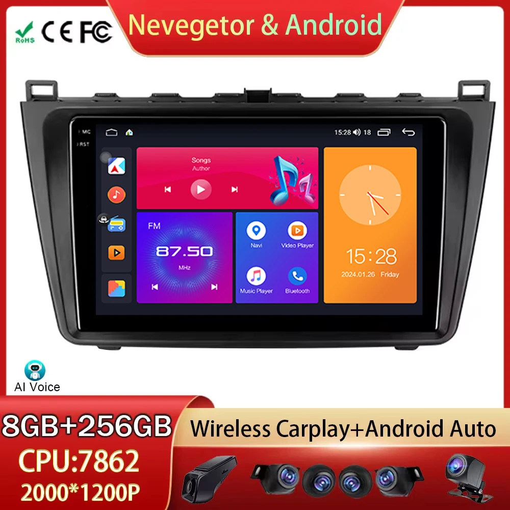 

DSP For Mazda 6 Ⅱ GH 2007 - 2012 Car Radio Wireless Android Auto Multimedia Player Stereo GPS Navigation 5G WIFI BT No 2din DVD