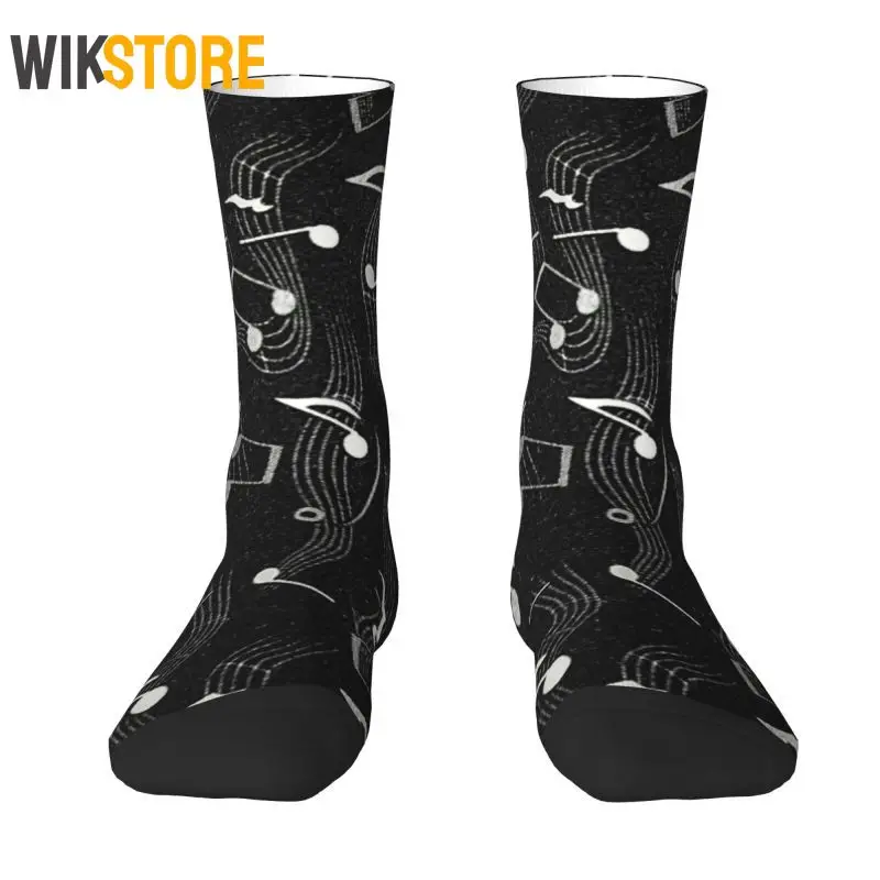 

Music Notes Print Men's Crew Socks Unisex Cute Music Piano Spring Summer Autumn Winter Breathable Dress Sock