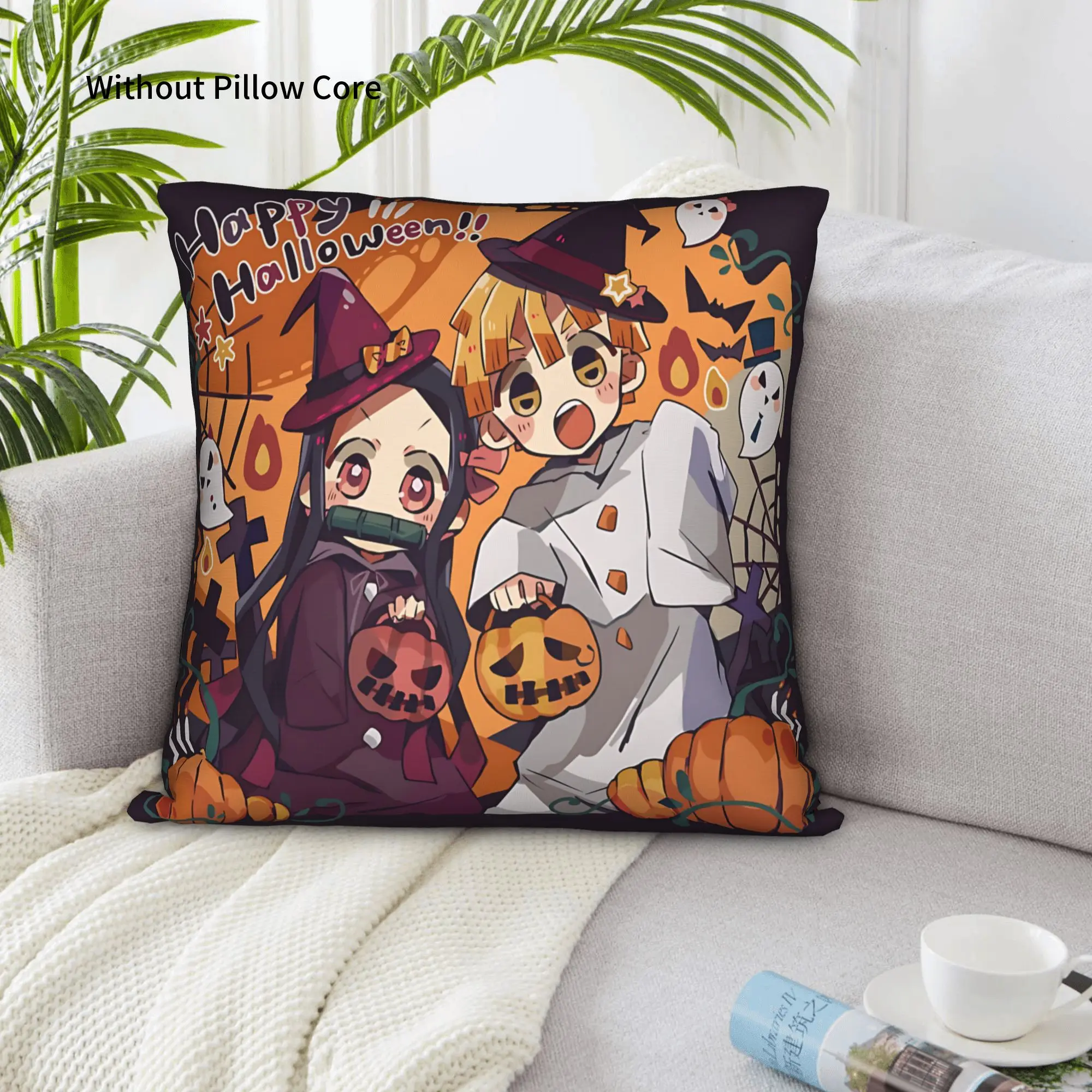 1PC Halloween Demon Slayer Pillow Case Home Decor Items Double-Sided Printing  Sofa Cushion Bedroom Bedside Pillow