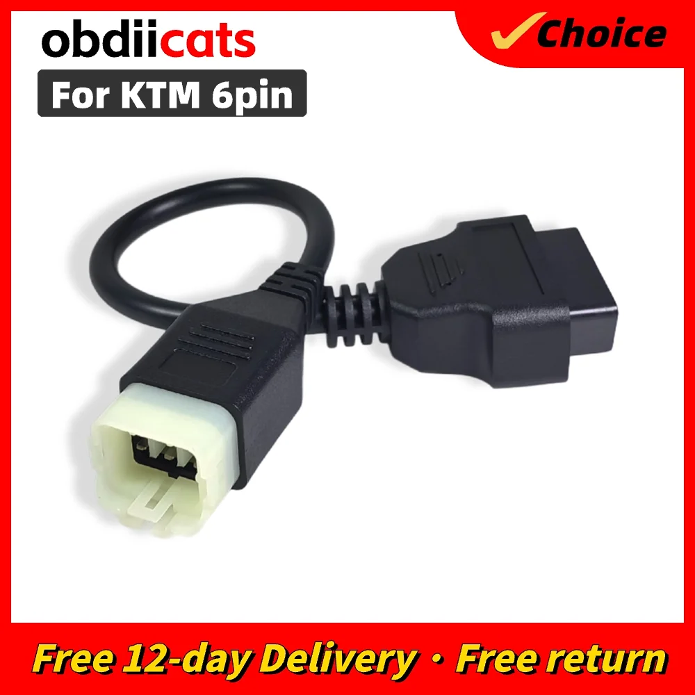 

OBDIICAT For KTM 6 pin to OBD 16 pin adapter cable for ECU software to Motorcycle motorbikes 6pin cable