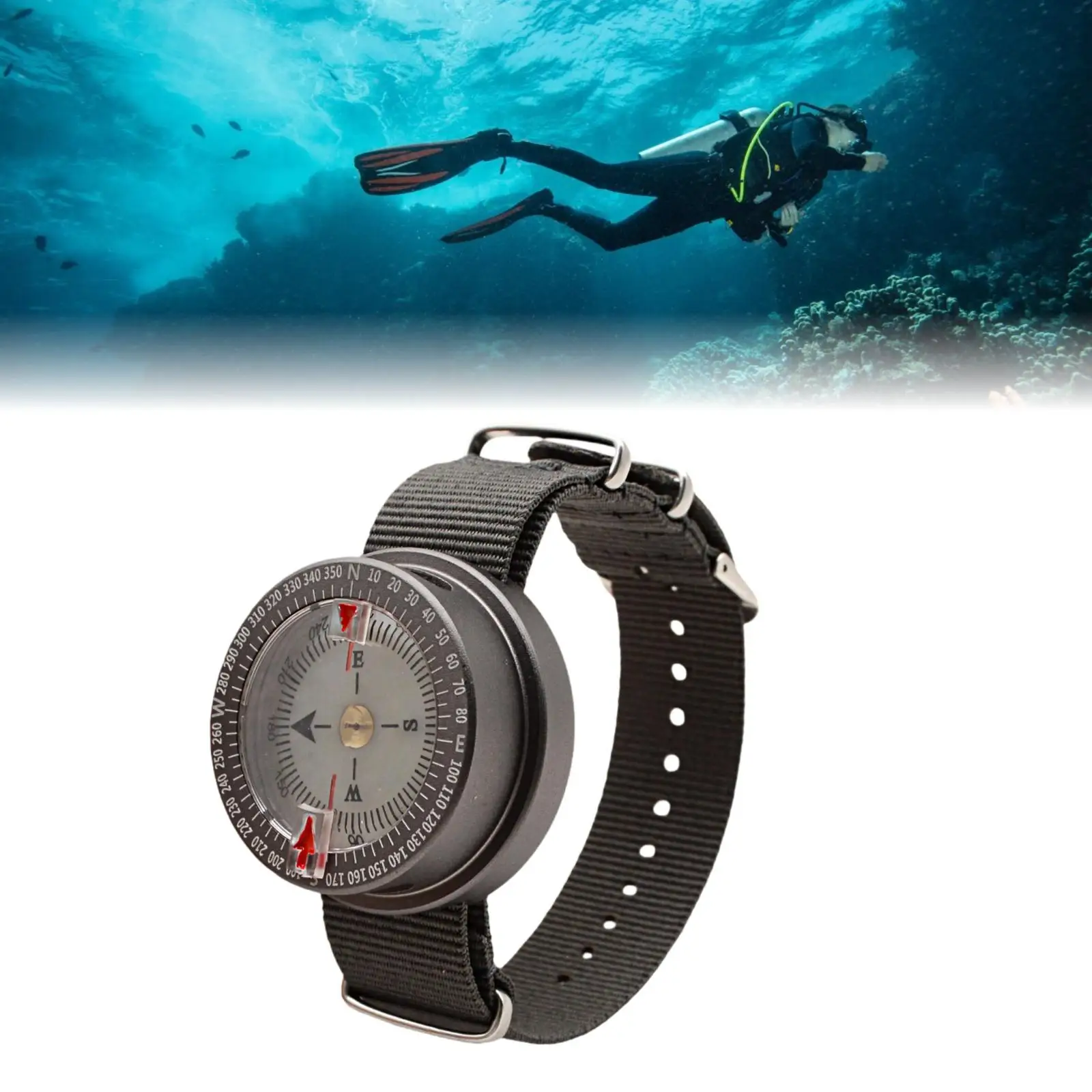 Comfortable Fit Scuba Diving Wrist Compass Waterproof Navigation Tool for Camping Sailing Survival Outdoor Sporting