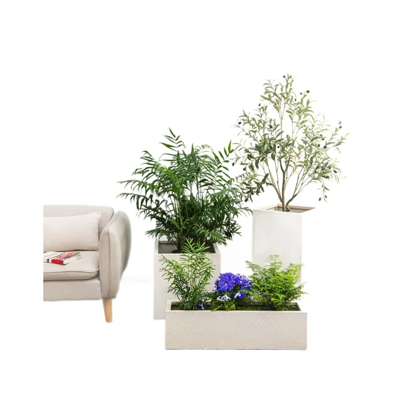 Rectangle box flower pot ultra-narrow pot flower box rectangular outdoor planting box real stone paint flower
