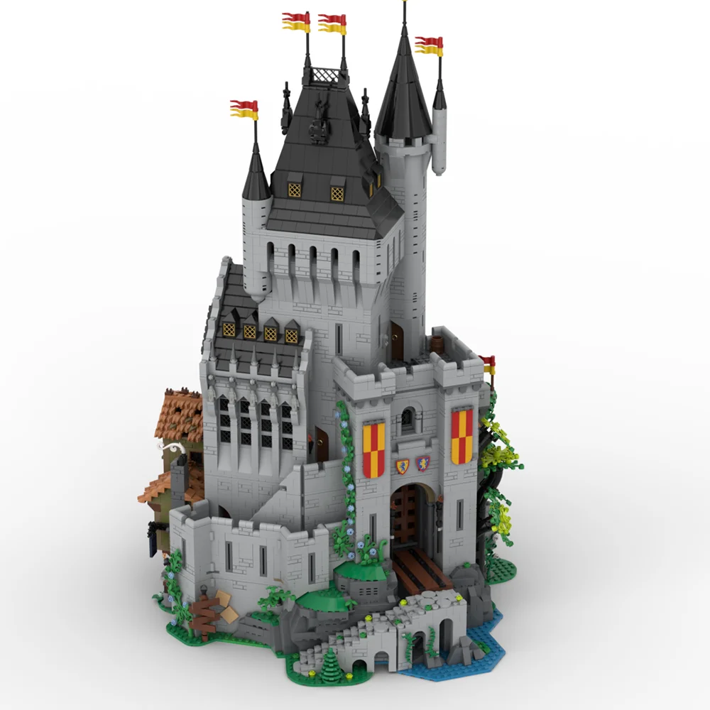 MOC-The Lion Knights' High Tower Building Blocks, medieval City Model, DIY Blocks Toys, Children's Education Gift, 9630PCS