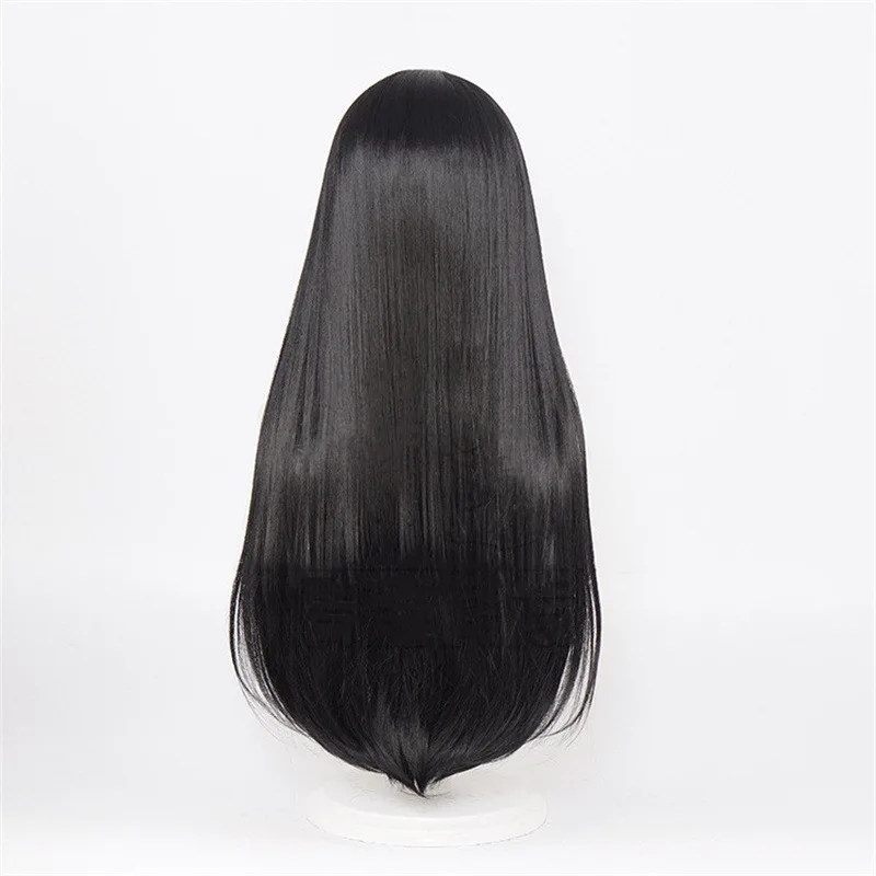 Extensiones de Cabello Sintético para Cosplay de Personajes de Dibujos Animados, Peluca Natural Transpirable, Larga Lacia Negra con Gorro para Mujer 3