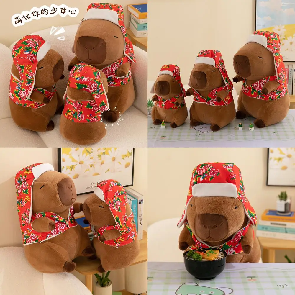 

Кавайная плюшевая игрушка, мягкая кукла Capi Bara в северо-восточной цветочной куртке, милый детский подарок на день рождения, мягкая игривая плюшевая панда для детей