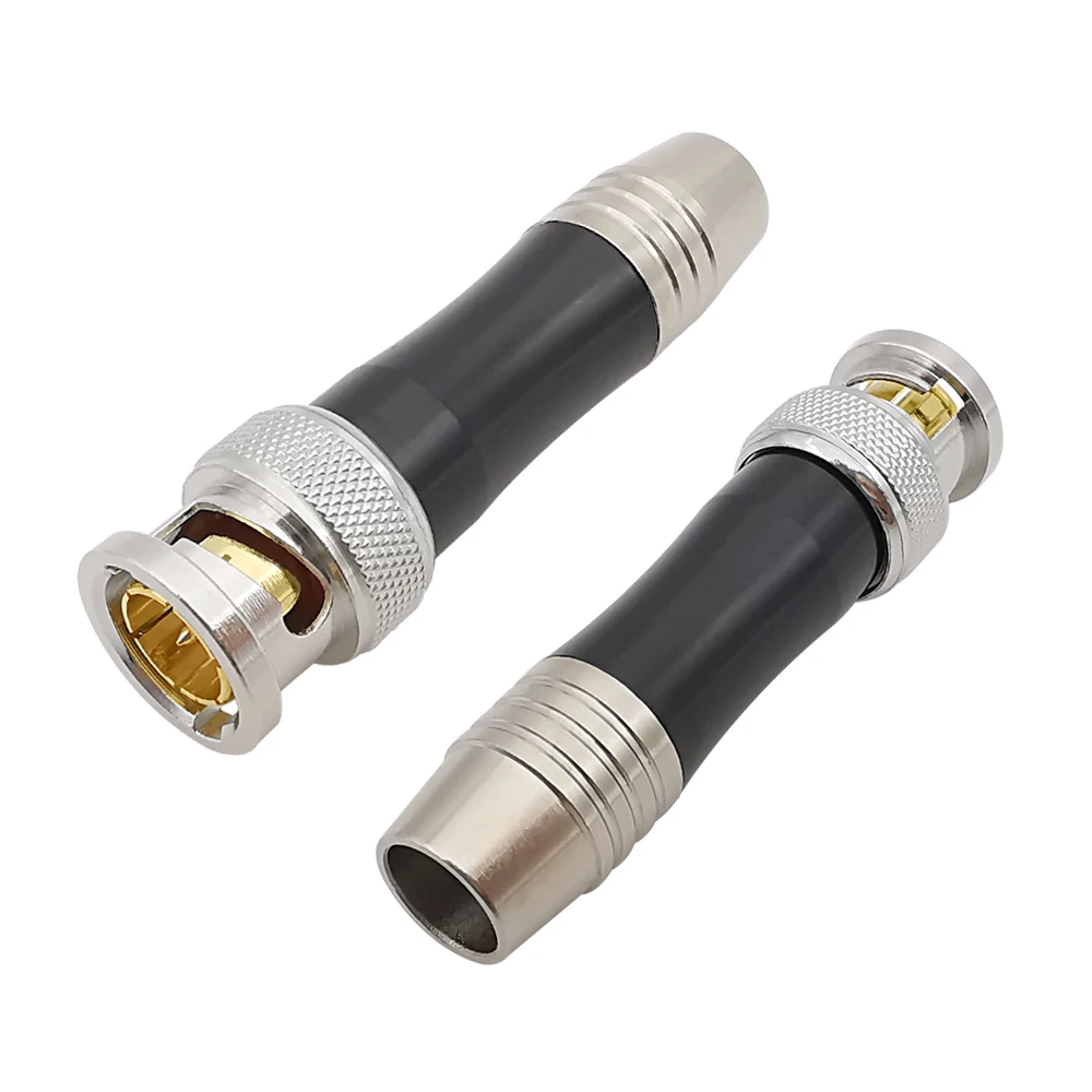 BNC Male Plug HD SDI 75-5BNC Copper Core Adapter Soldering Head Video Cable BNC Plugs Monitoring Connector Gold-Plated