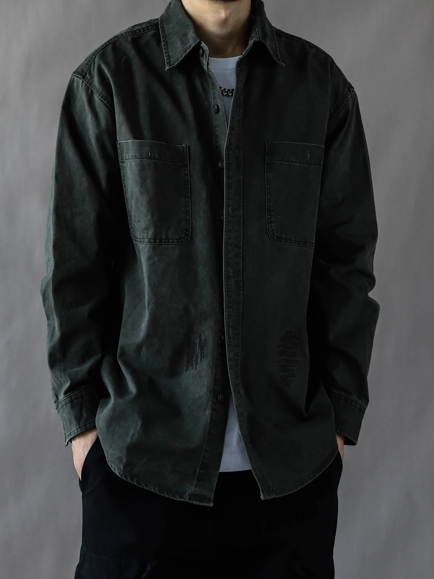 

Американская ретро-куртка для мужчин, плотная, свободного кроя, весна-осень, новая, в стиле High Street, рабочая одежда, в стиле милитари, зеленая, утепленная