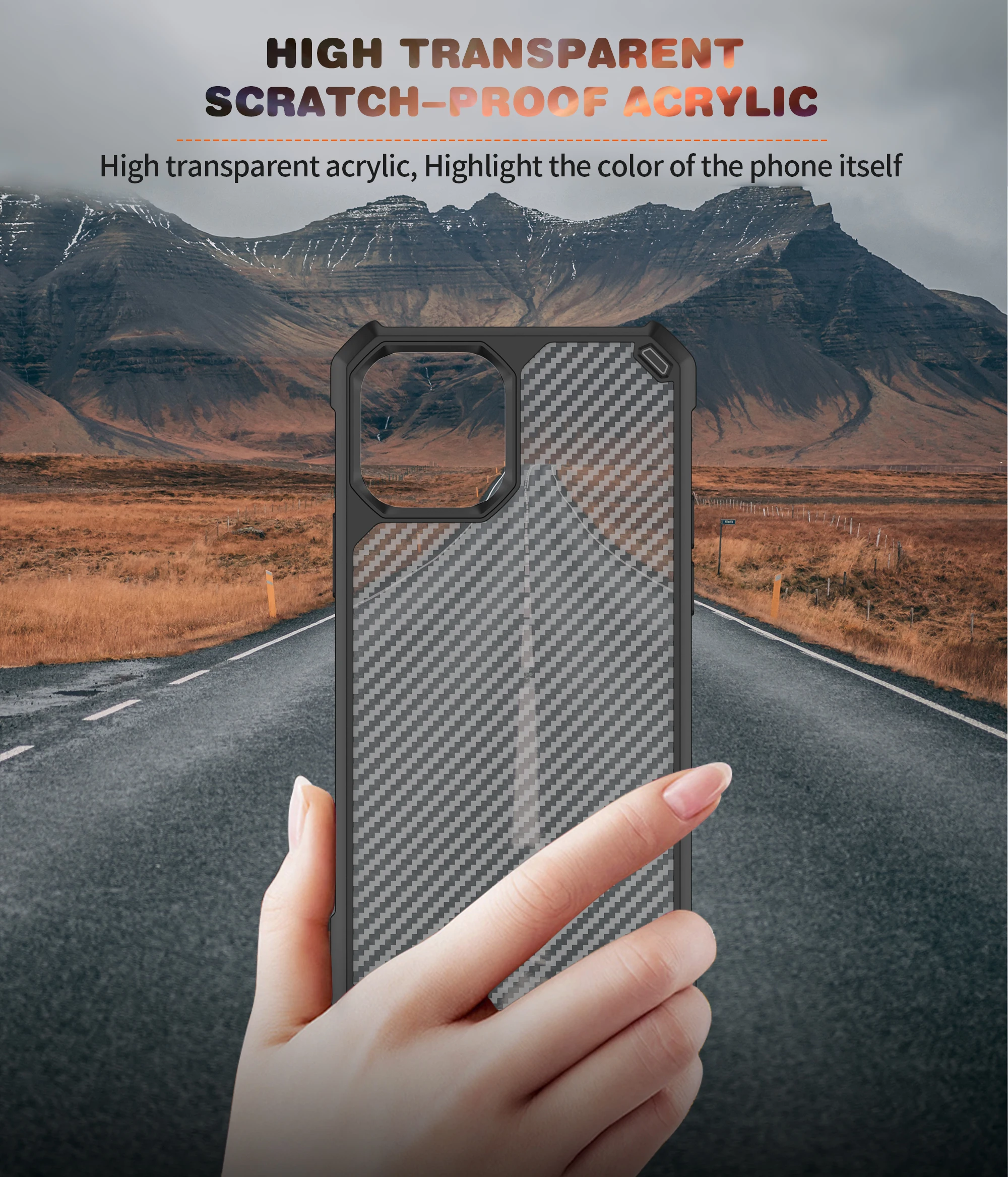 

Back Cover For iPhone 11 12 13 Mini Pro Max Airbags Carbon Fiber Textrue Shockproof Case Coque Pouch