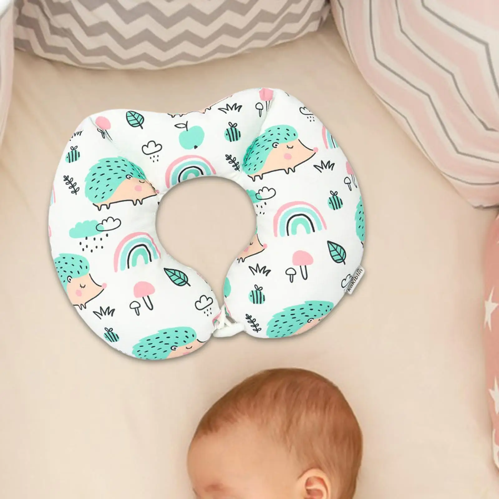 Baby Feeding Pillow Portable for Mom and Baby Multifunction Neck Pillow Cartoon Comfortable Support for Travel Car Home Outdoor