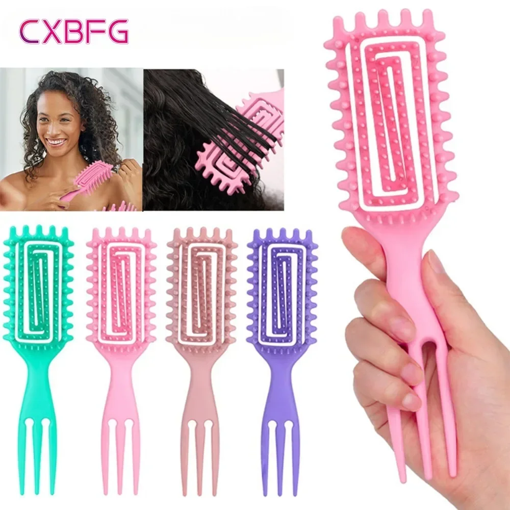 3 in 1 Curl Define Styling Brush Hollow Detangling Hair Brush Tangled Curly Hair Comb Scalp Massage Brushes Barber Styling Tools