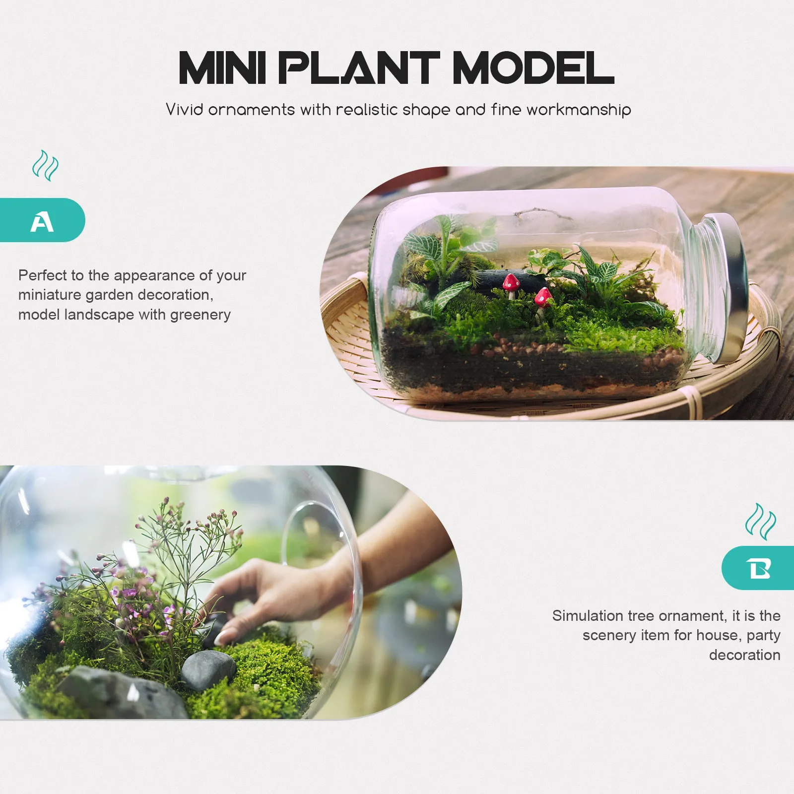 6Pcs Mini Simulation Bonsai Potted Plants Artificial Desktop Ornament for Sand Table Decor Mini Landscape Garden Home Decor