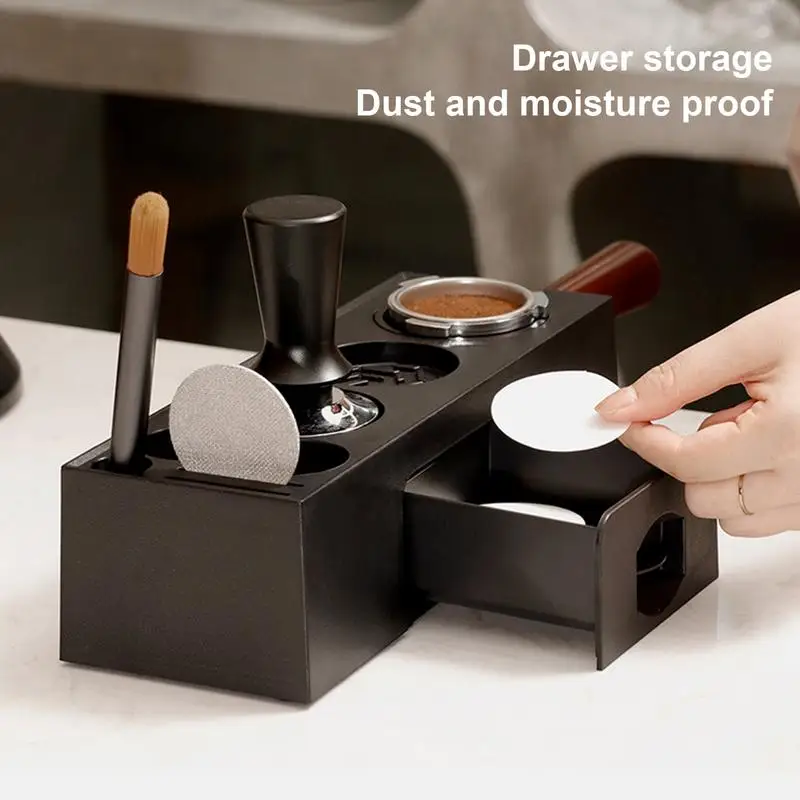 

Coffee knocking box Coffee tamping station Coffee handle holder Espresso accessories storage box for home kitchen storage