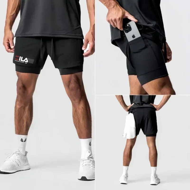 

Men's Two-in-one Sports Shorts Breathable Casual Quick-drying Double-layer Shorts Summer Running Sportswear Bottoms M-3XL