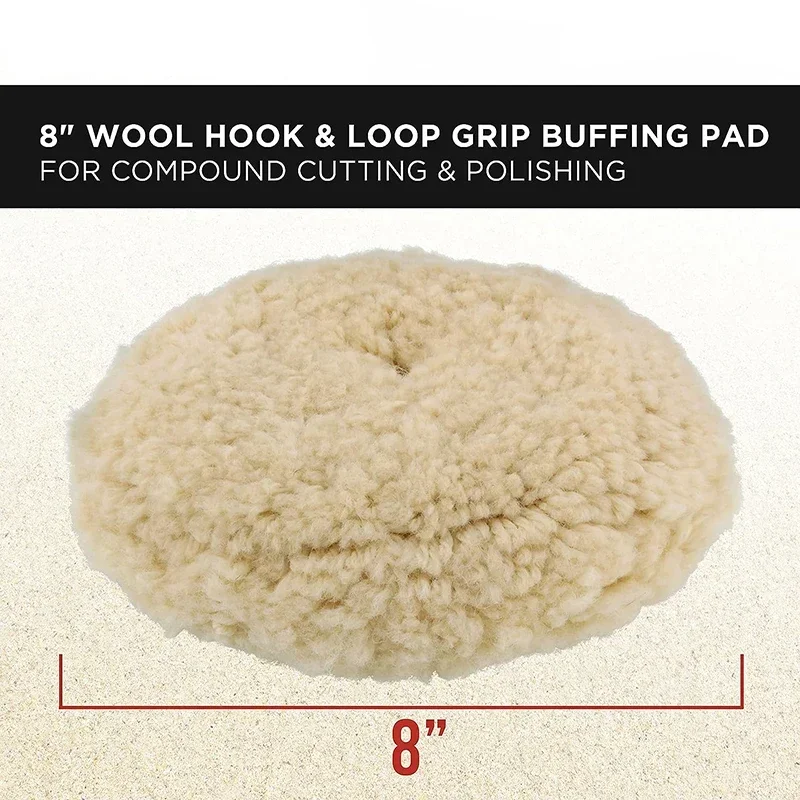 6/7/8in Wool Polishing Pads 100% Natural Wool Buffing Pad for Compound Cutting Polishing with Hook And Loop Grip