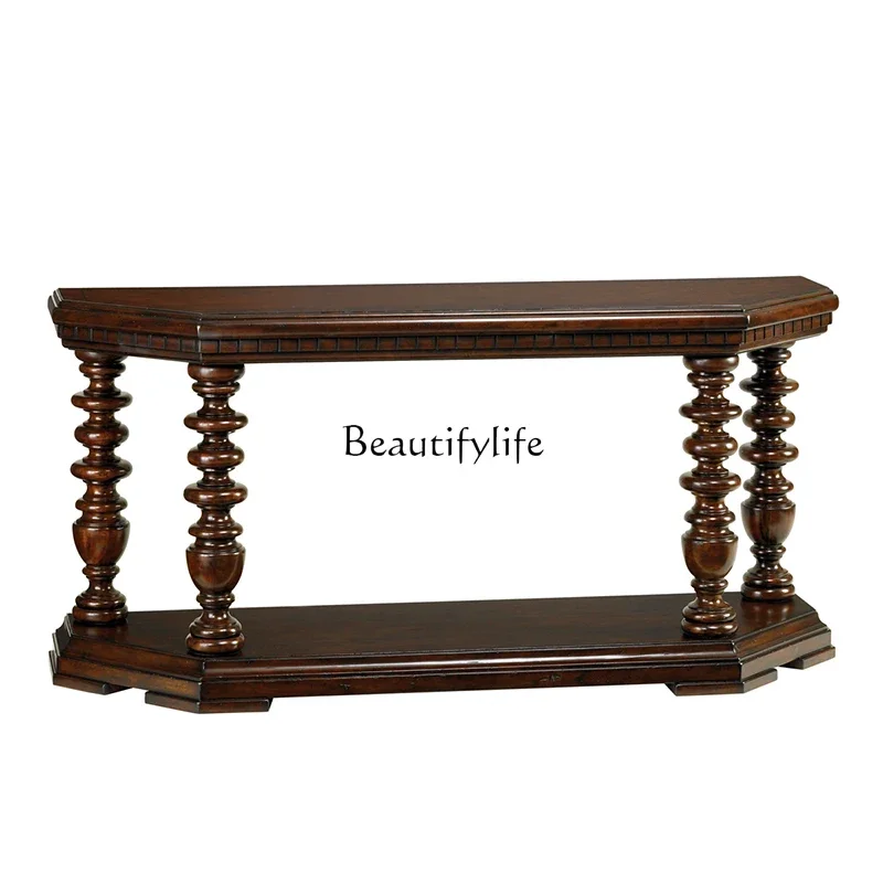 

X4 American Country Solid Wood Retro Entrance Cabinet Villa Roman Column Entrance Terrace