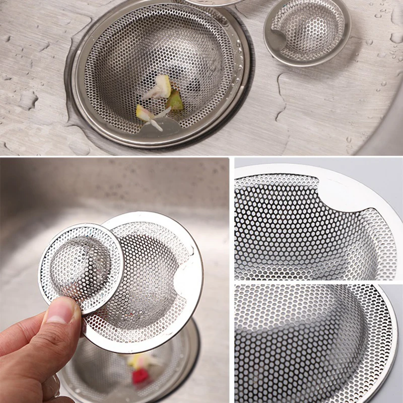 Stainless Steel Strainer Multiple Use Kitchen Sink Sink Filter Bathroom Sink Hair Filter Mop Pool Filter Sewer Floor Drain 1pc