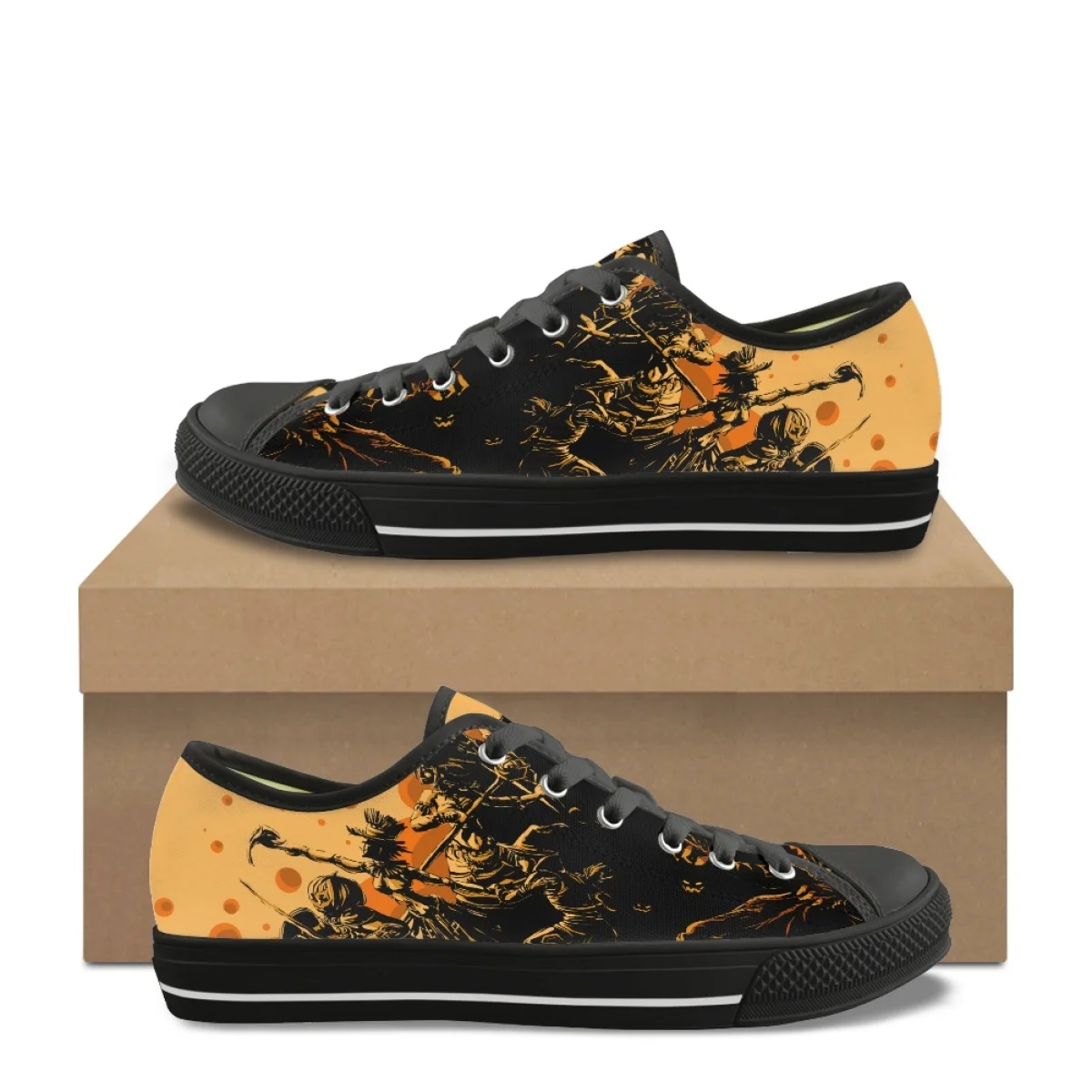 Autumn New Women's Casual Shoes Classic Low Top Canvas Shoes Hot Halloween Pumpkin Pattern Outdoor Sports Shoes for School Girls