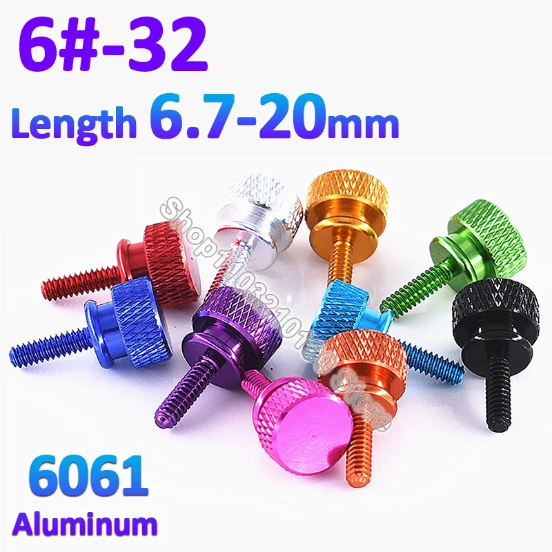 

1Pc UNC 6#-32 Aluminum Step Thumb Screw Computer Case Screw Knurled Hand Grip Knob Bolt Thumbscrews Anodized Color L=6.7-20mm