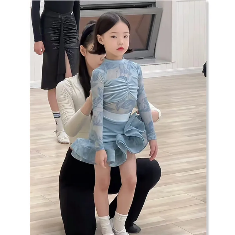 Ensemble de Costumes de danse latine à manches longues pour filles, tenue d'entraînement de Performance haut de gamme pour automne et hiver, nouvelle Collection