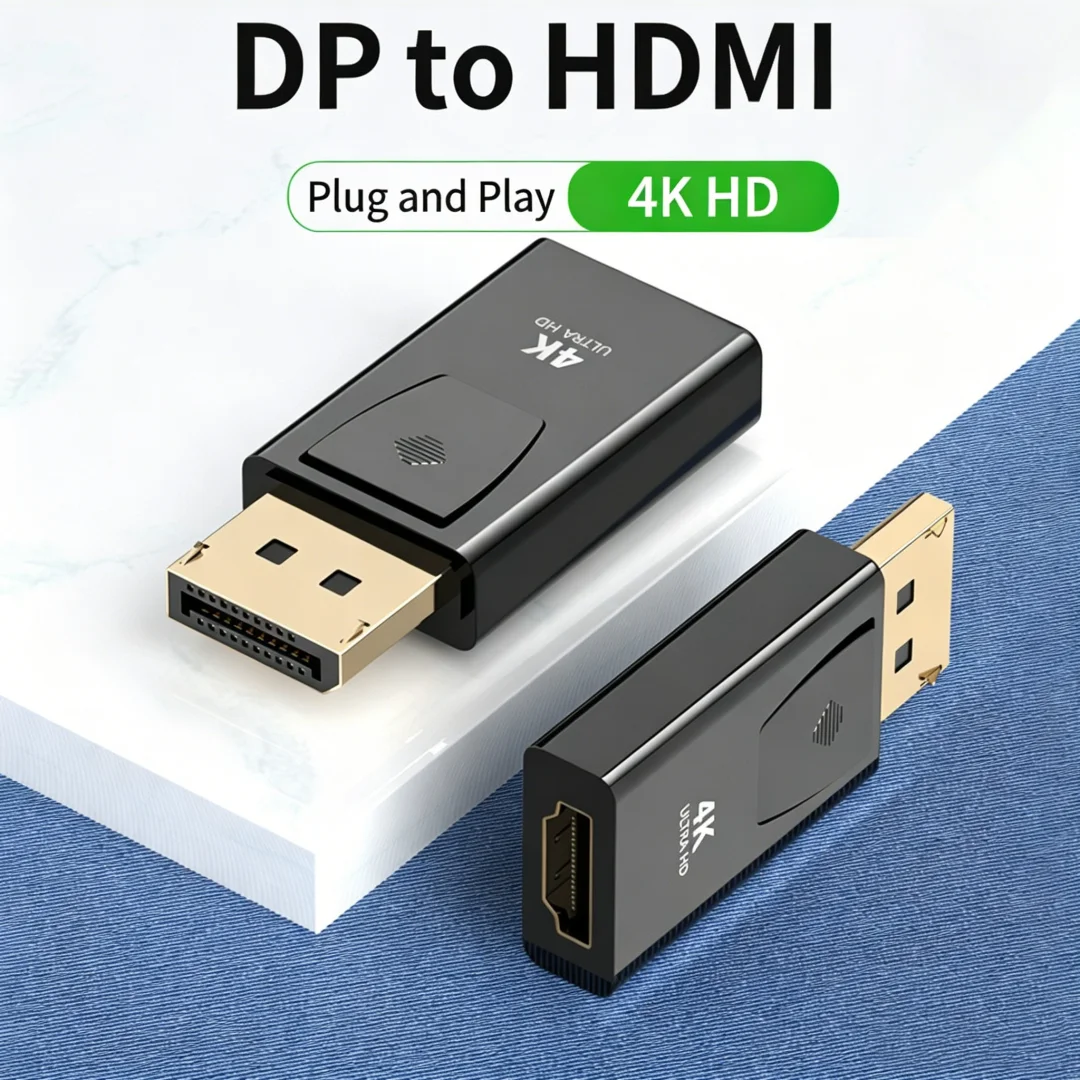 DisplayPort to HDMI 4K Ultra HD Video Adapter Stable Signal Transmission Compact Converter Plug For Notebook Monitor Projector