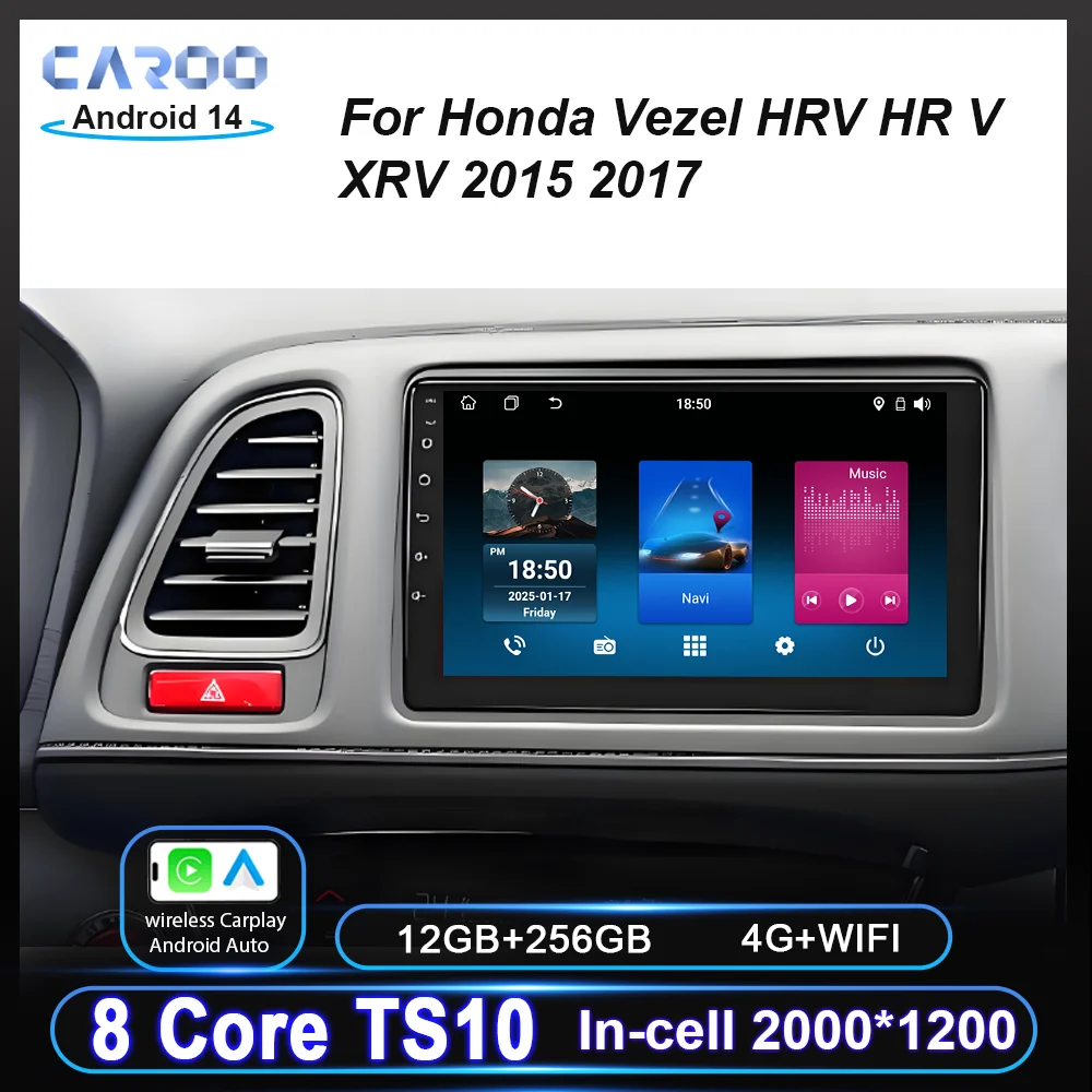 

Автомобильное радио Android для Honda Vezel HRV HR V XRV 2015 2017, беспроводной мультимедийный видеоплеер Carplay, GPS-навигация QLED BT 5G WIFI