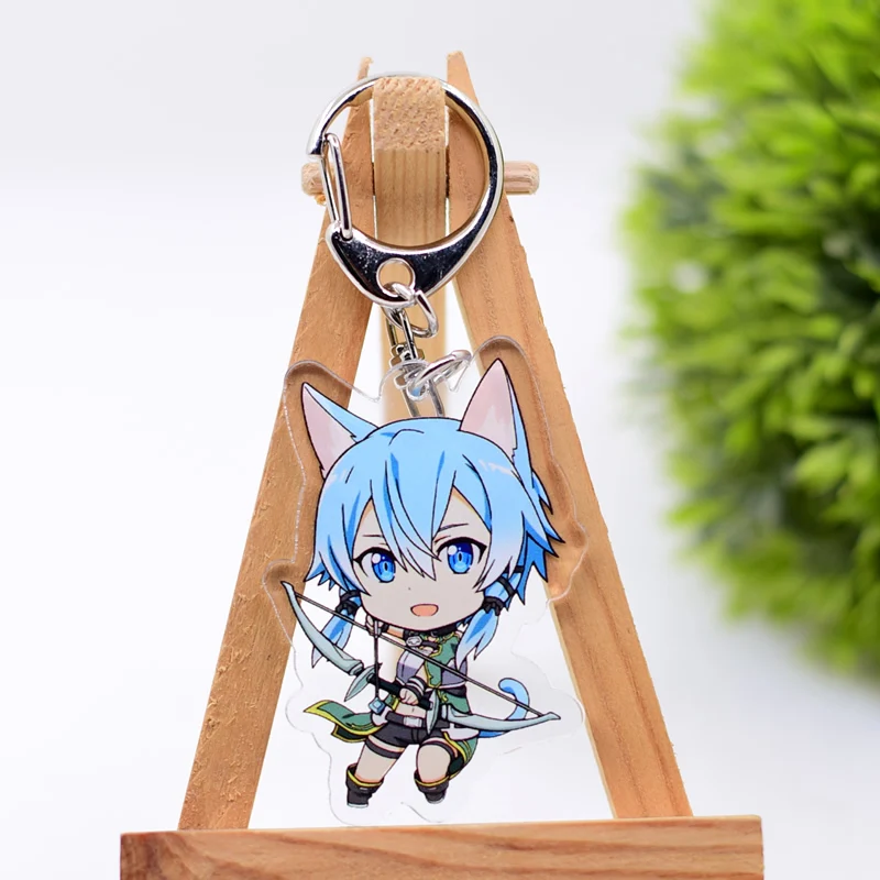 Cute Anime Keychain Sword Art Online Arcylic Cartoon Figures Keyrings Kawaii Key Chain Accessories