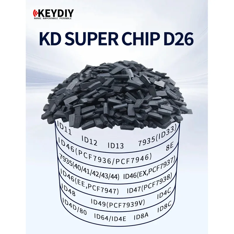 

KEYDIY KD Super Chip D26 Support 7935(ID33) ID46 ID8E ID8A ID8C Support 96 Bit 48 Clone Support Work for KDX2 KD-MAX KD-X4