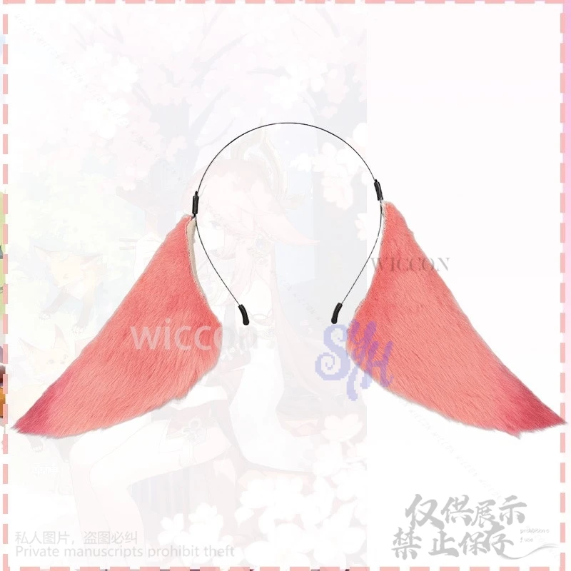 أنيمي لعبة جينشين تأثير تأثيري ياي ميكو الثعلب فروي Furrsuit آذان الوردي غطاء الرأس دبوس الشعر أغطية الرأس لوليتا اكسسوارات الهالوين