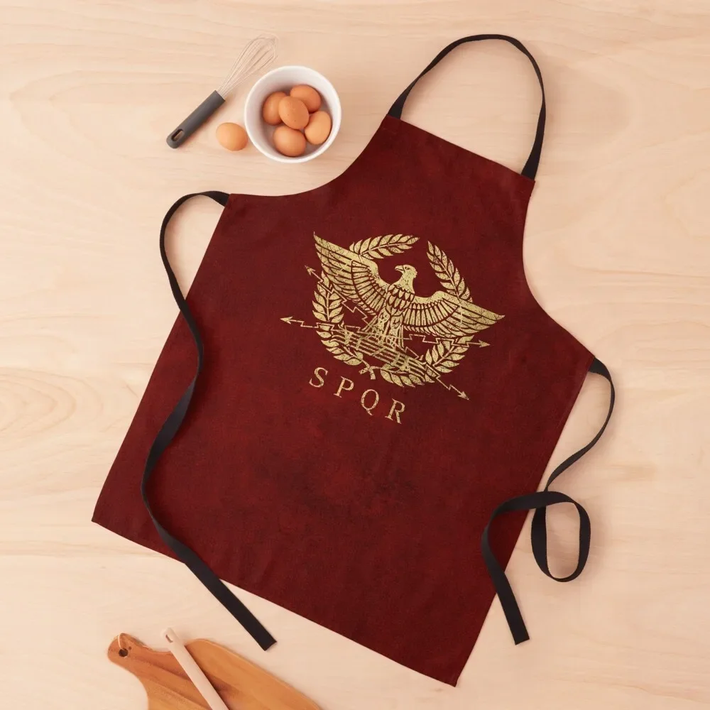 

Roman Empire Emblem - Vintage Gold Apron useful gadgets for home Manicurists cookings for women Apron