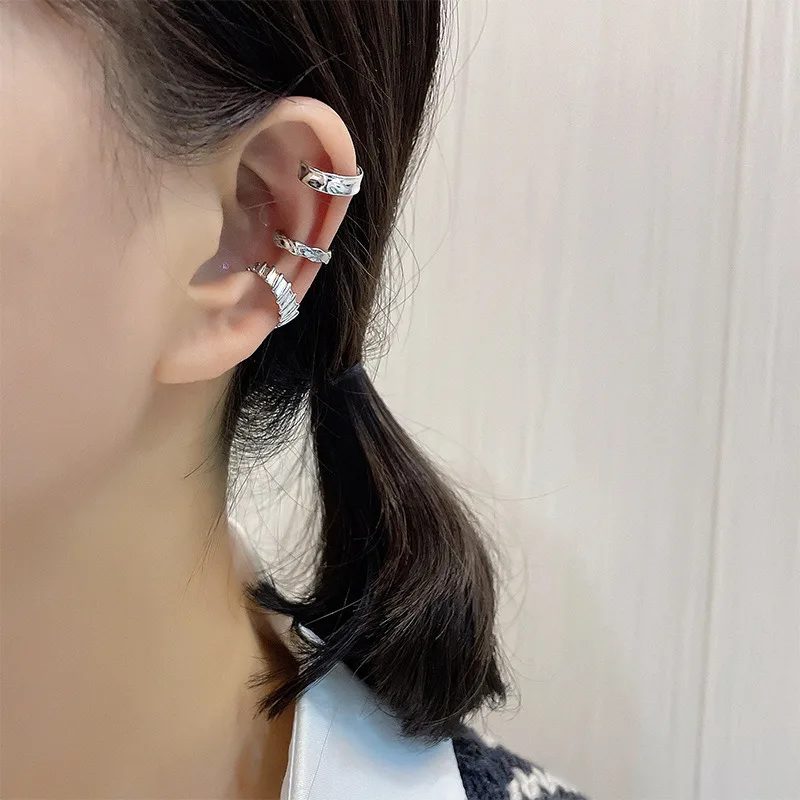 A Girl 3 Teile/satz Metall Chunky Kein Piercing Clip Ohrringe Geometrische Ohr Manschette Ohrringe für Frauen Damen Party Mädchen