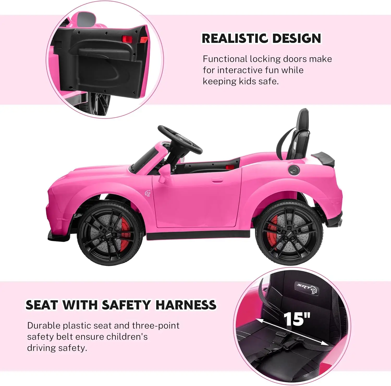 Carro elétrico infantil, passeio em carro licenciado, veículo elétrico alimentado por bateria 12V7Ah, brinquedos infantis com controle remoto, 3 velocidades