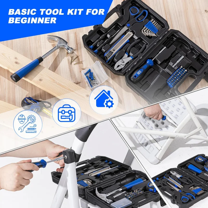 93-Piece Tool Kit, Basic Household Repair Tool Set with Toolbox Storage Case