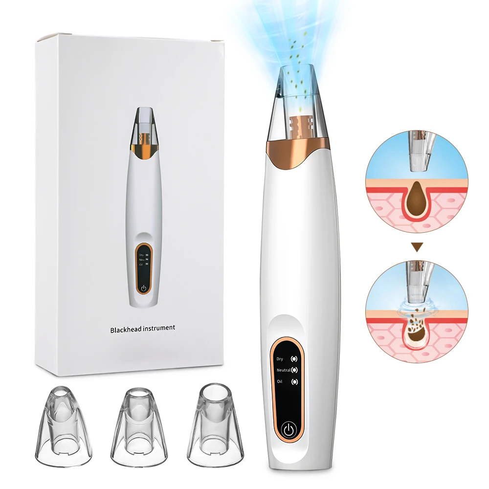 Electric Blackhead Vacuum Remover Vacuum Facial Pore Cleaner Acne Extractor Tool Nose Cleaner Blackhead Suction Tool Rechargeabl