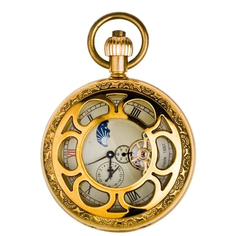 Movement Mechanical Pocket Watch Brass Retro Flap Three-pin Manual Pendant Watch Elderly Student Pure Copper Vintage Clockwork