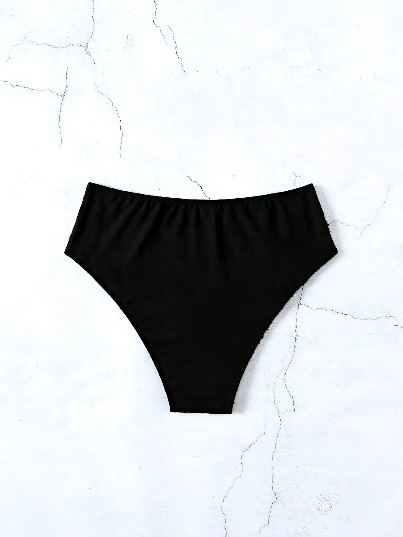 Women High Waist Bikini Bottom Solid Black Side Cutout Ruched Swim Briefs Swimsuit Bottom Beachwear