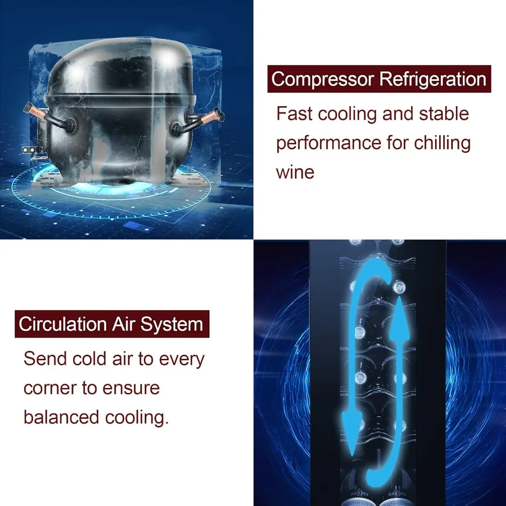 12 Bottle Compressor Wine Cooler Refrigerator w/Adjustable Temperature, Freestanding Compact Mini Wine Fridge with Digital