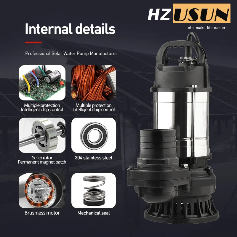 Mini 1 HP 48 V DC Bürstenloser Motor Solar-Tauchpumpe Preis Tragbare 3'' Dometic Impeller Salzige Meerwasser-Hebepumpe für Boot – Detail 5
