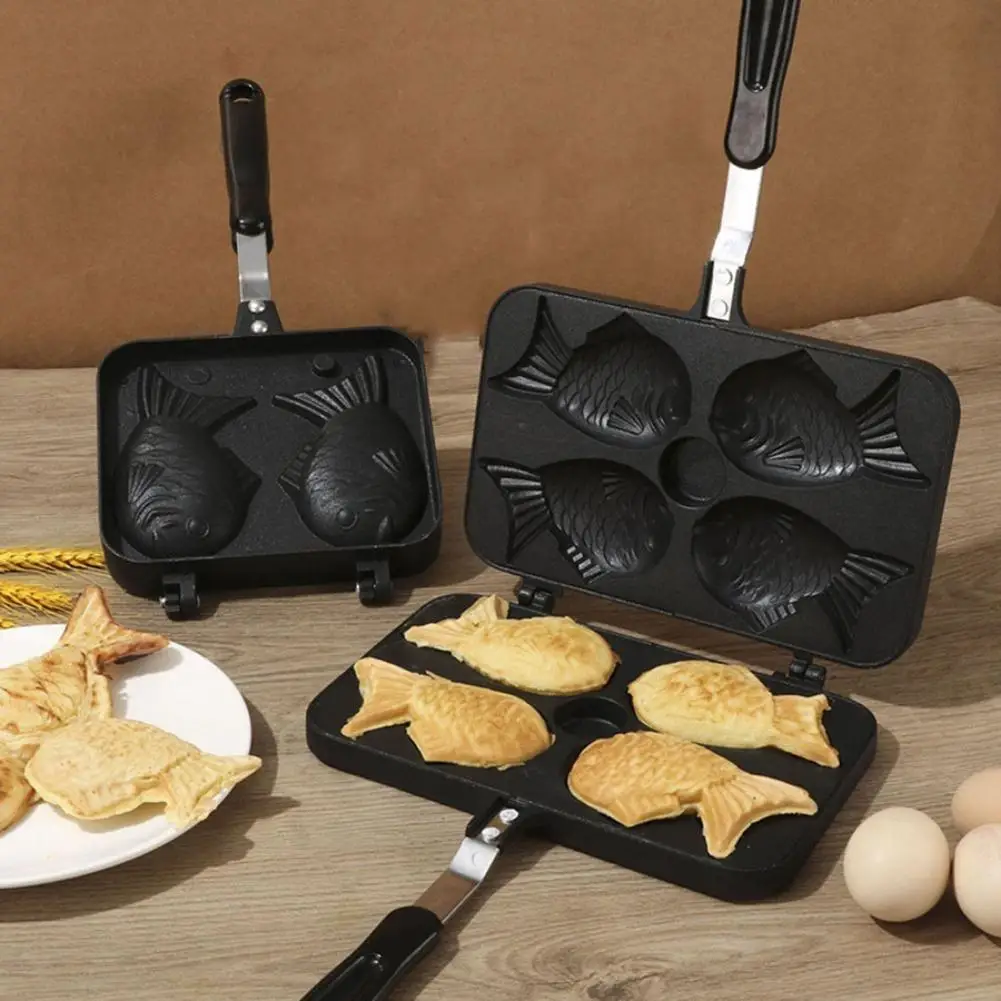 Handheld Kitchen Fish Shaped Waffle Baking Mold Japanese Double Aluminum Alloy Baking Pan Non-stick Plate for Home DIY