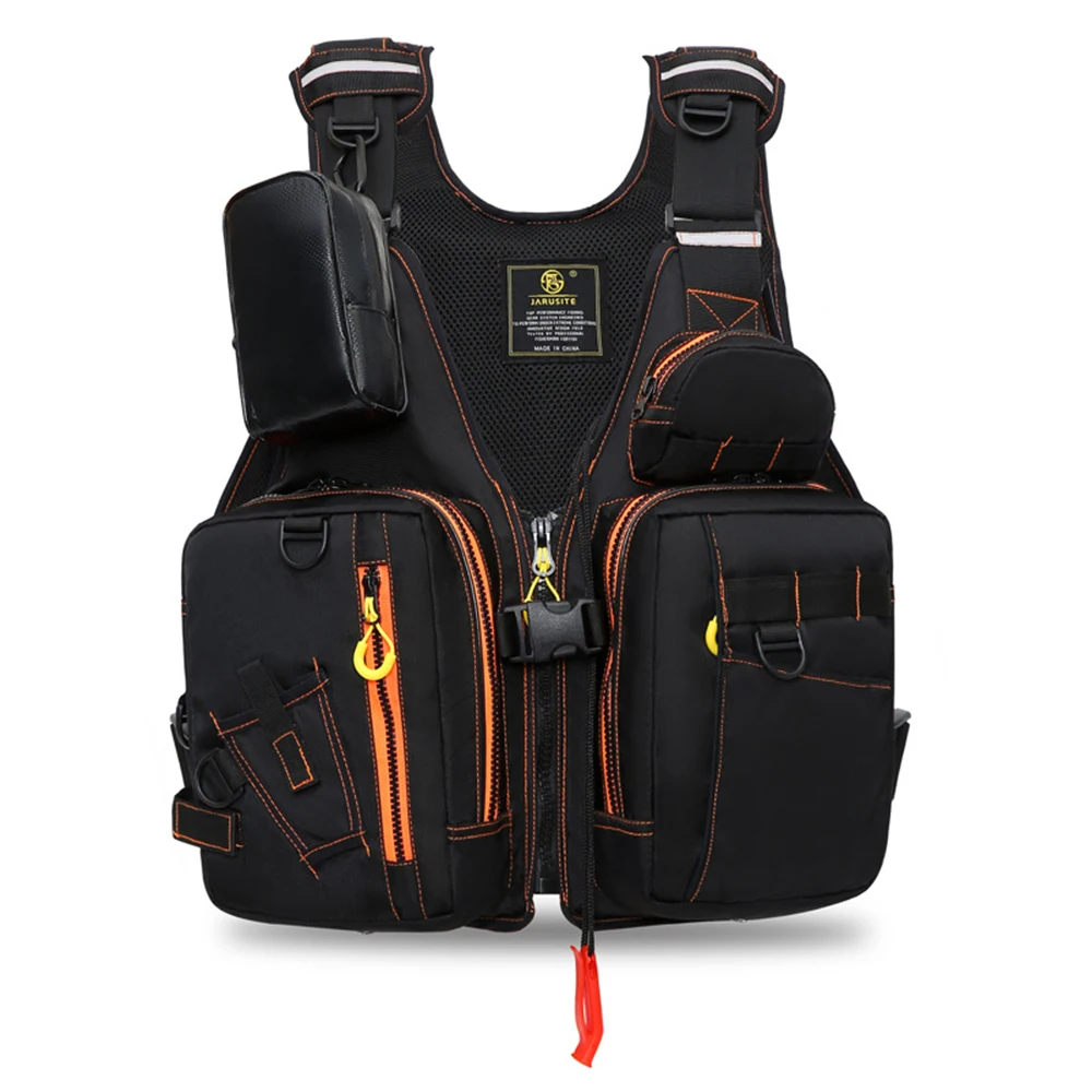 multi-functional life jacket vest for outdoor fishing, a must-have for safety. Multiple pockets for storage, buoyant materials