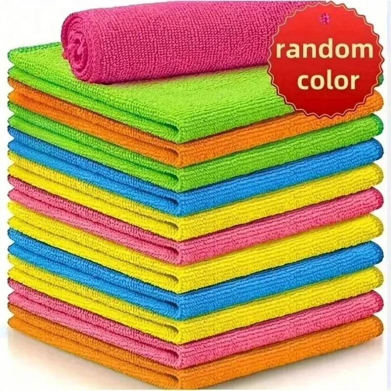 1/3/5/10Pcs Multi-Color Microfiber Cleaning Towels, Soft Quick Drying Water Absorbent Cloths for Home Kitchen Bathroom H