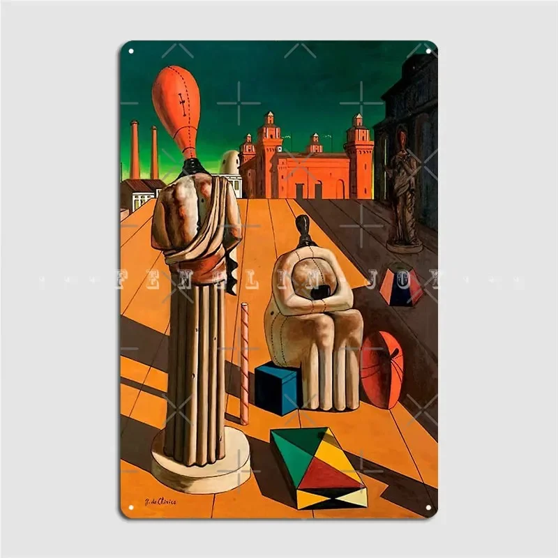 The Disquieting Muses Le Muse Inquietanti 1916 Giorgio De Chirico Metal Sign Design Club Wall Decor Tin Sign Posters