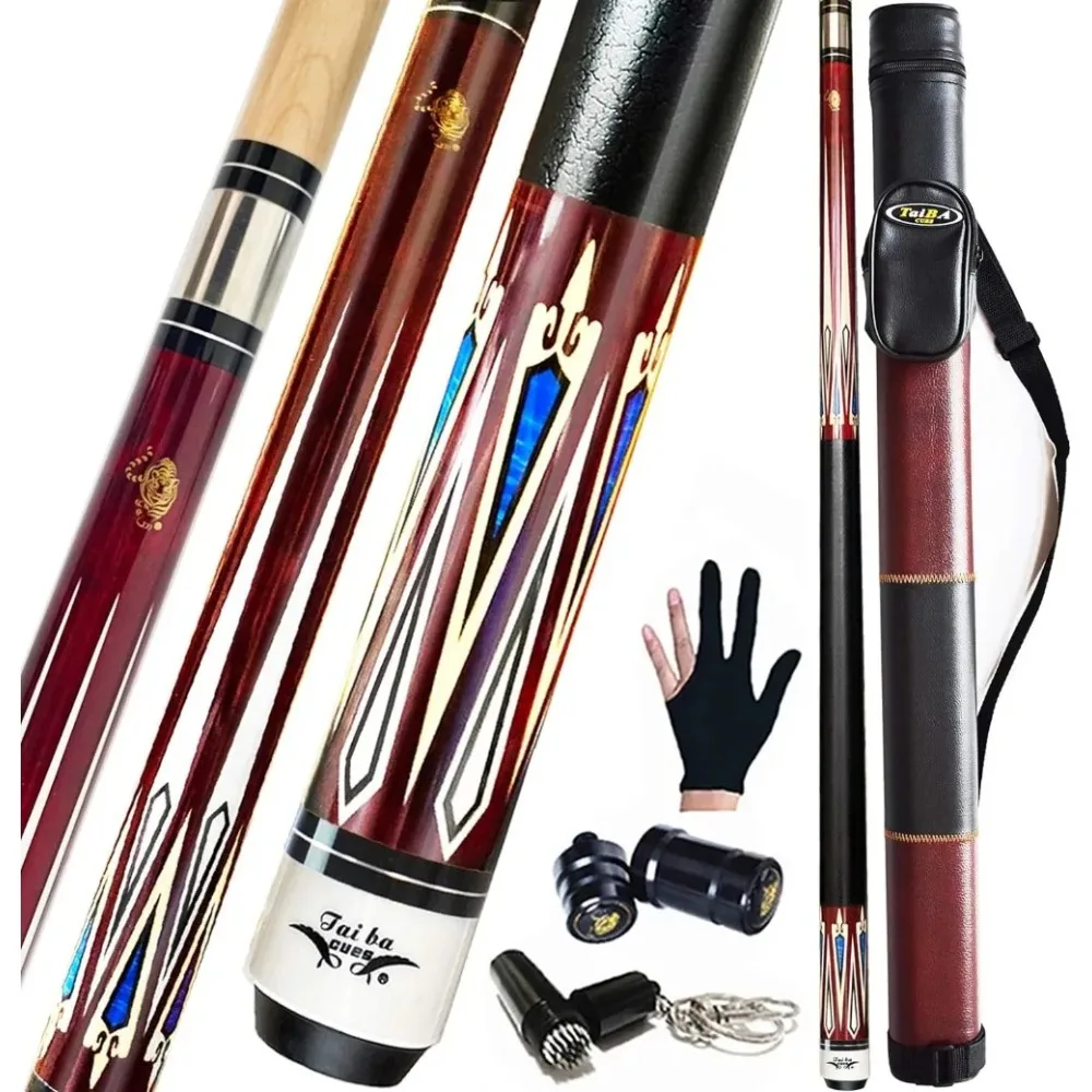 

2-Piece Pool cue Stick + Hard Case, 13mm Tip, 58", Hardwood Canadian Maple Professional Billiard Pool Cue Stick 18,19,20,21,22