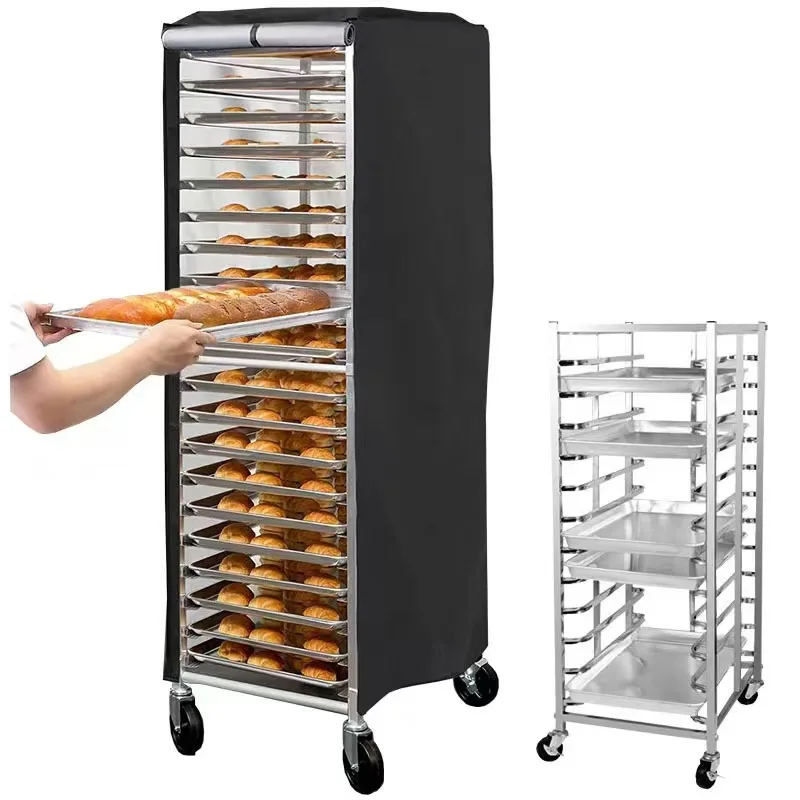Black 210D Oxford Cloth Bread Rack Dust Cover Water and Dust Proof Protective Cover Bakers Use Cloth Cover For Baking Tray Racks