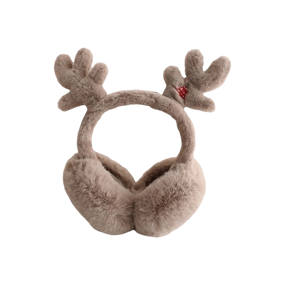 Foldable Design Reindeer Antler Earmuffs Soft Material Kawaii Antler Decor Thermal Earmuffs Fluffy Faux Fur Portable Size