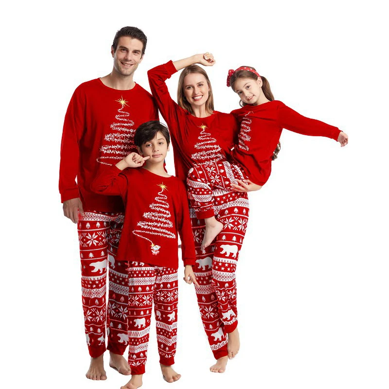 2023 Couples Christmas Family Matching Pajamas Set Red Santa Mother Kids Clothes Christmas Pajamas For Family Clothing Set