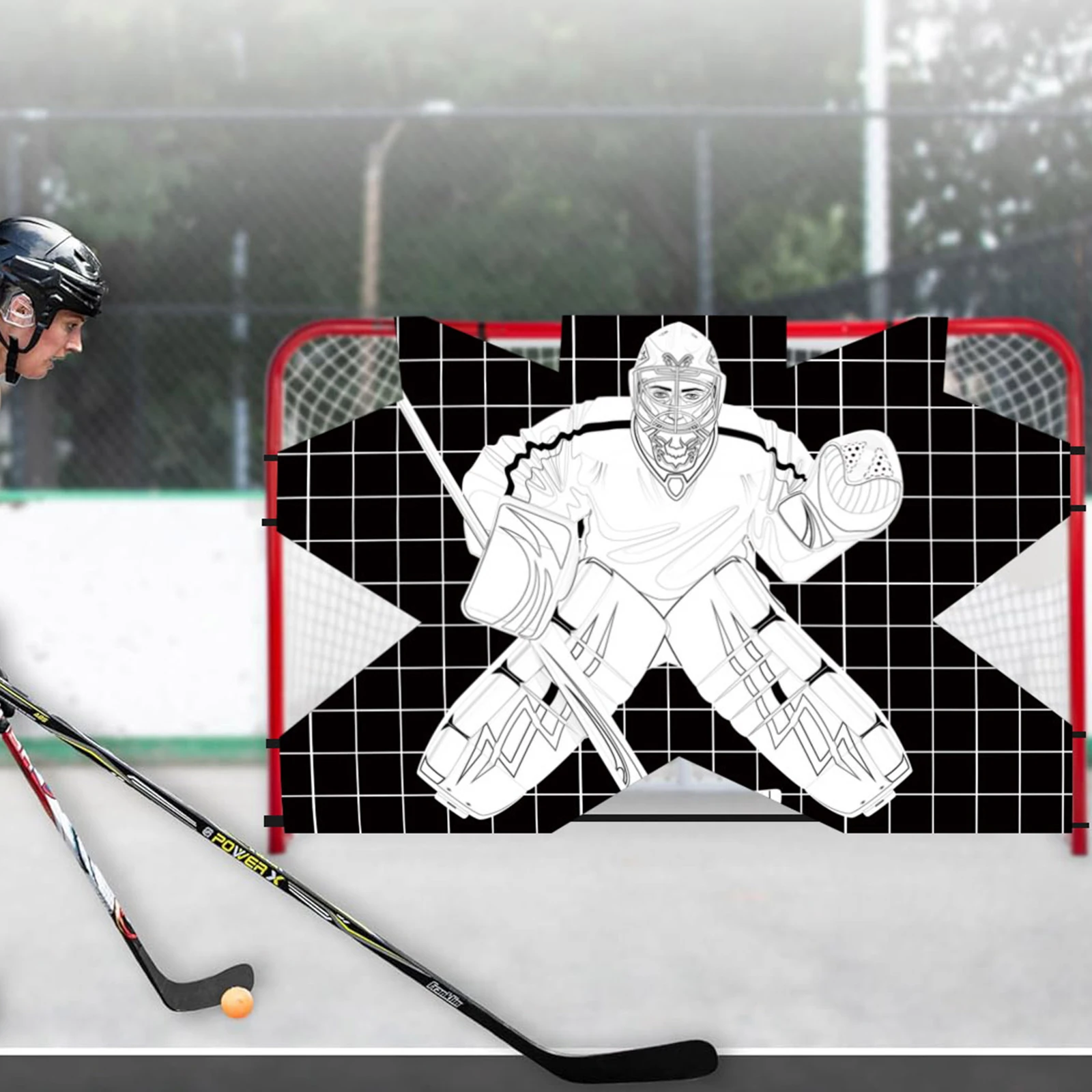 

Ice Hockey Target Net Tear- Oxford Cloth Portable Hockey Net (Door Frame Not Included) for Adults Practice Street