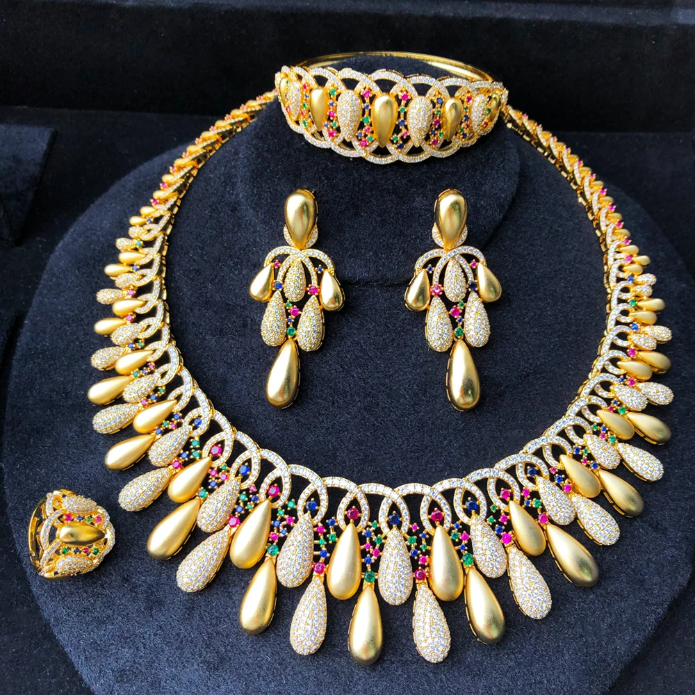 GODKI Famous Brand Bling Sequins Luxury Africa Dubai Jewelry Sets For Women Wedding Party Zircon Wedding Bridal Jewelry Set Gift